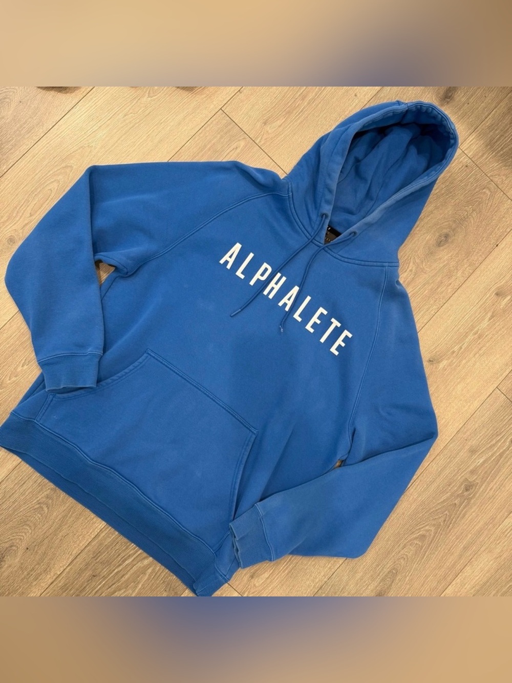 Alphalete Blue Pullover Hoodie with White Logo
